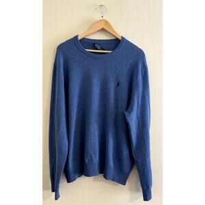 Dark Blue Polo Ralph Lauren 100% Wool Lamb's Wool Crewneck Sweater Men's XXL 2XL